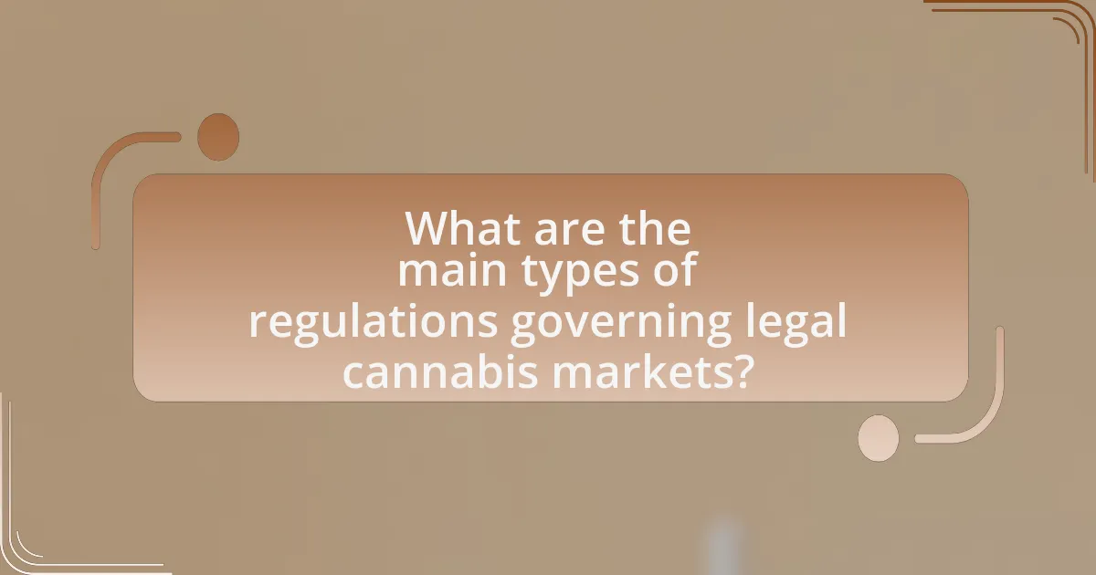 What are the main types of regulations governing legal cannabis markets?