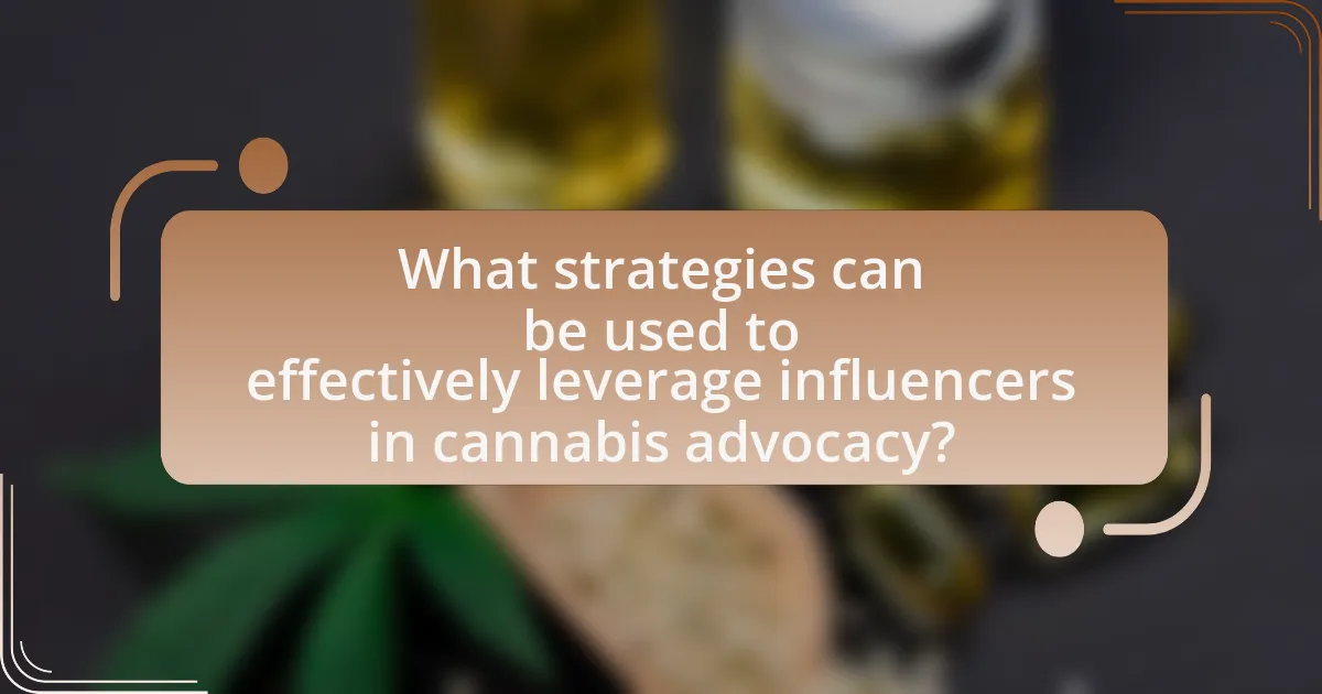What strategies can be used to effectively leverage influencers in cannabis advocacy?